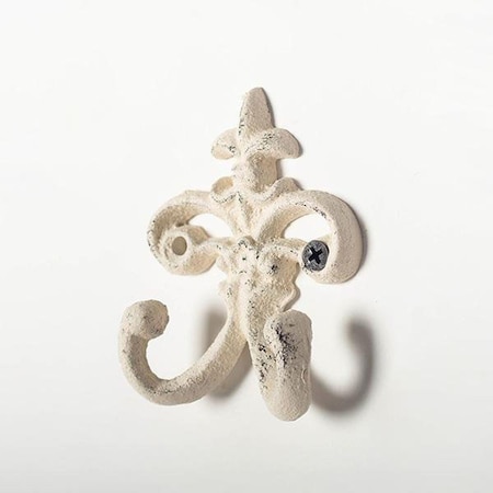 Plomeria Cast Iron Double Coat Hook, Antique White PL2458113